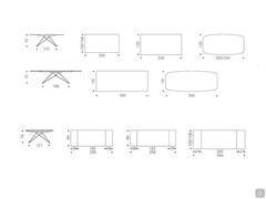 Premier Schémas et dimensions de la table avec plateau en pierre Keramik